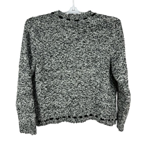 Christopher & Banks Womens Black & White Open Knit Cardigan Sweater Size Large - Picture 2 of 5